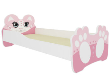 Detská posteľ s matracom PINKIE 80x160 cm vnesie Vaše ratolesti do sveta rozprávok vďaka kombinácii bielej a ružovej farby a tváre medvedíka na čele postele a jeho nožičiek na druhom čele postele. Stabilná a pevná konštrukcia je vyrobená z kvalitnej laminovanej DTD dosky, pričom hrany sú ukončené…