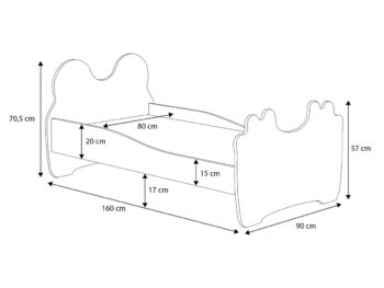 Detská posteľ s matracom PINKIE 80x160 cm vnesie Vaše ratolesti do sveta rozprávok vďaka kombinácii bielej a ružovej farby a tváre medvedíka na čele postele a jeho nožičiek na druhom čele postele. Stabilná a pevná konštrukcia je vyrobená z kvalitnej laminovanej DTD dosky, pričom hrany sú ukončené…