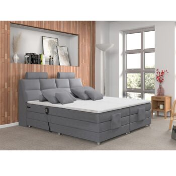 Moderná, elektricky polohovateľná posteľ typu boxspring POLERMA NEW 180 v sivom prevedení látky Soro 90 sa postará o pohodlie, praktickosť a luxus. Je ideálna pre tých, ktorí si potrpia na maximálny komfort pri spánku a relaxácii. Medzi jej prednosti patrí…