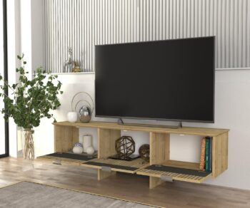 TV stolík POLETObohaťte svoju obývačku moderným a praktickým TV stolíkom POLET. Tento štýlový nábytok je navrhnutý tak, aby spĺňal všetky vaše požiadavky na funkčnosť a estetiku.Špecifikácia produktu:Názov produktu: POLETTyp tovaru: TV stolík TVVhodné do miestnosti: obývacia izbaMateriál: LTDRozmer: 150 x 45,3 x 35 cmFarba: šedá + svetlo hnedáVybavenie: skrinkaPočet dvierok: 3Hrúbka materiálu: 18 mmDodatočné informácie: Dodávame v demonteTV stolík POLET ponúka dostatok úložného priestoru vďaka trom dvierkam, za ktorými sa nachádza praktická skrinka. Je vyrobený z kvalitného materiálu LTD s hrúbkou 18 mm, čo zaisťuje jeho pevnosť a dlhú životnosť. Kombinácia šedej a svetlo hnedej farby dodáva vašej obývačke moderný a elegantný vzhľad.Vďaka jednoduchej montáži, ktorú umožňuje dodanie v demontovanom stave, si môžete svoj nový televízny stolík užívať behom chvíľky. Získajte televízny stolík POLET a vylepšite svoju obývačku štýlovým a funkčným doplnkom!