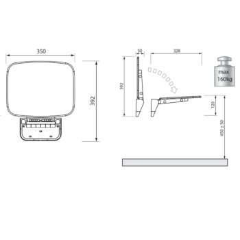 POLYSAN CW1110W Saap sklopné sedátko do sprchového kúta 35 x 32,8 cm, biela