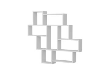 Jednoduchý a nadčasový závesný regál PORELO má zaujímavý tvar, ktorý bude ozdobou miestnosti aj praktický kus nábytku. Regál vám umožní vystaviť vaše obľúbené fotografie, knihy alebo dekorácie v modernom prostredí.Materiál: kvalitné LTD 18 mmFarebné prevedenie: biela matnáRozmery: š115,5 x v103,5 x h14,5 cm.Dodávame v demonte.