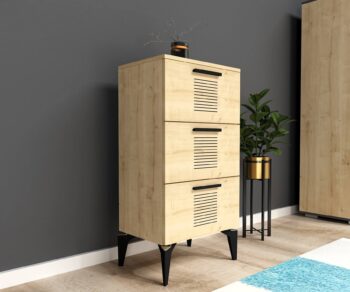 Skrinka PORTO – Elegantné a praktické úložné riešenie pre obývaciu izbuSkrinka PORTO prináša do vašej obývačky moderný dizajn s kombináciou antracitovej a bielej farby. Je navrhnutá tak, aby ponúkla dostatok úložného priestoru vďaka trom plným dvierkam, a zároveň dodala interiéru štýlový a elegantný vzhľad.S rozmermi 104 x 45 x 31.4 cm je skrinka PORTO ideálna pre usporiadanie vašich vecí bez toho, aby zaberala príliš veľa miesta. Vyrobená z kvalitného LTD materiálu s hrúbkou 18 mm, zaručuje pevnosť a odolnosť. Plastové úchytky a plastové nožičky dodávajú moderný vzhľad a praktické využitie.Hlavné vlastnosti:Materiál: LTDRozmer: 104 x 45 x 31.4 cmVybavenie: Dvierka plnéVzhľad: VysokáPočet dvierok: 3Úchytky: PlastovéHrúbka materiálu: 18 mmDodatočné informácie: Dodávame v demonte, plastové nožičkyFarba: DubSkrinka PORTO je dodávaná v demontovanom stave s priloženým návodom na jednoduchú montáž. Vďaka plastovým nožičkám je stabilný a zároveň chráni podlahu pred poškriabaním. Tento elegantný kus nábytku je ideálny pre každého, kto hľadá praktické a štýlové úložné riešenie pre svoju obývačku.