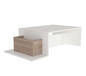 Konferenčný stolík POTTER je ideálnou voľbou pre vašu obývaciu izbu. Spája moderný dizajn s praktickými úložnými priestormi a je vyrobený z kvalitného LTD materiálu, čo zaručuje jeho dlhú životnosť a odolnosť.Detailné špecifikácieTyp tovaru: Konferenčný stolíkVhodné do miestnosti: Obývacia izbaMateriál: LTD s hrúbkou materiálu 18 mmRozmery: 106,8 x 31,8 x 60 cmFarba: Biela + svetlo hnedáVybavenie: Regálka pre praktické usporiadanie vašich vecíVzhľad: ŠirokáTvar: ObdĺžnikovýDodatočné informácie: Dodávame v demonteKonferenčný stolík POTTER prináša eleganciu a funkčnosť do vašej obývačky. Vďaka svojej kombinácii bielej a svetlo hnedej farby sa ľahko začlení do akéhokoľvek interiéru. Obdĺžnikový tvar a praktický regál poskytujú dostatok priestoru pre všetky vaše potreby, či už ide o knihy, dekorácie alebo diaľkové ovládače.