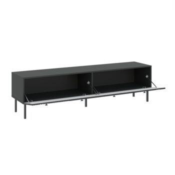 Ak hľadáte originálny nábytok do svojho interiéru, nábytok PRADY je perfektnou voľbou. Nábytok má estetický dekor frézovaných dverí, minimalistické úchytky a vysoké nožičky, čím úchváti nejedného zákazníka, ktorý má rád eleganciu a štýlovosť.Televízny stolík je vyrobený z kvalitných LTD dosiek, ktoré sú nenáročné na údržbu. Nožičky sú kovové. Stolík má dvoje  výklopné dvierka.Farba: antracit.Rozmery:šírka: 180 cmvýška: 48 cmhĺbka: 42 cm.V našej ponuke nájdete aj ďalšie prvky PRADY.Dodávame v demontovanom stave.