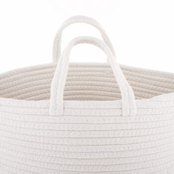 PRAJA: Pletený kôš Praja 35x45 cm - biela / farebný vzor; materiál: bavlna / polyester; rozmery (ŠxHxV): 35x35x45 cm.