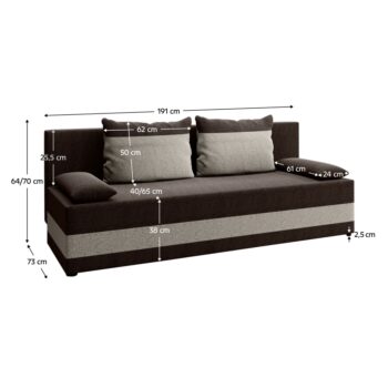 KONDELA Premium New rozkladacia pohovka s úložným priestorom hnedá / sivohnedá (taupe) – Obrázok 2