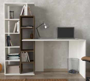 Písací stôl s regálom PREMIUM poskytuje bohatý úložný priestor vo forme otvorených políc v regály na odloženie kníh, dekorácií, či učebných pomôcok. Dostatočne veľká pracovná doska stola s hĺbkou 60 cm, poskytuje dostatočný pracovný priestor.Farebné prevedenie: biela matná / orechMateriál: kvalitné 18 mm LTD hranené PVC páskou. Jednoduchá a rýchla údržba.Rozmery: (š/v/h) 150 x 148 x 60 cm (podrobnejšie rozmery v nákrese)Dodávame v demonte.