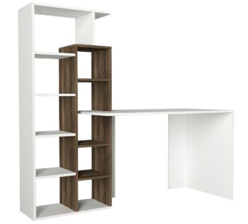 Písací stôl s regálom PREMIUM poskytuje bohatý úložný priestor vo forme otvorených políc v regály na odloženie kníh, dekorácií, či učebných pomôcok. Dostatočne veľká pracovná doska stola s hĺbkou 60 cm, poskytuje dostatočný pracovný priestor.Farebné prevedenie: biela matná / orechMateriál: kvalitné 18 mm LTD hranené PVC páskou. Jednoduchá a rýchla údržba.Rozmery: (š/v/h) 150 x 148 x 60 cm (podrobnejšie rozmery v nákrese)Dodávame v demonte.