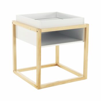S príručným stolíkom HAGAN vytvoríte príjemný interiér s nádychom elegancie a moderného štýlu. Rozmery stolíka sú (ŠxHxV): 45x45x50 cm. Na jeho výrobu bola použitá kvalitná MDF (drevovláknitá doska) v kombinácii s pevným masívnym borovicovým drevom. Farebné prevedenie je v kombinácii bielej…