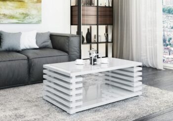 PUERTO je moderný a dizajnový konferenčný stolík, ktorý je vhodný do štýlovej obývačky.Je vyrobený z kvalitného materiálu - LTD dosky. Farebné prevedenie: biely lesk.Rozmery stolíkaŠ120 / H60 / V32 cm.Dodávame v demontovanom stave.