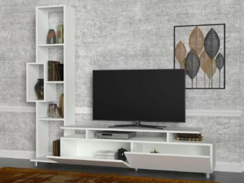Predstavujeme PULIT, vysoký TV stolík v škandinávskom štýle, ktorý je dokonalým doplnkom pre každú obývaciu izbu. Jeho čistá biela farba a minimalistický dizajn nielen zvýraznia priestor, ale taktiež ponúkajú praktické riešenie pre uloženie vašej televízie a ďalších multimediálnych zariadení.Detailné špecifikácieTyp tovaru: TV stolíkMateriál: Vysoko kvalitné LTD s hrúbkou 18 mm, čo zaisťuje vysokú odolnosť a dlhodobú trvanlivosť.Rozmery: 100 x 166.8 x 29.5 cm, s dostatkom priestoru na umiestnenie televízie o veľkosti až 120 cm v šírke a výške miesta pre TV 46.8 cm, čo je ideálne pre väčšie obrazovky.Farba: Elegantná biela, ktorá pridáva priestoru moderný a čistý vzhľad.Vybavenie: Obsahuje regál a dve skrinky, ktoré ponúkajú bohatý úložný priestor pre elektroniku, knihy a ďalšie dekorácie.Vzhľad: Vysoká konštrukcia, ktorá efektívne využíva priestor a zároveň udržuje vizuálnu ľahkosť a otvorenosť.Počet dverí, dvierok: Dve, poskytujú esteticky príjemný a funkčný skrytý úložný priestor.Dodatočné informácie: Dodávame v demontovanom stave, čo uľahčuje transport a montáž.TV stolík PULIT je ideálnou voľbou pre tých, ktorí hľadajú elegantný, funkčný a priestranný kus nábytku, ktorý sa harmonicky zapojí do moderne zariadenej obývacej izby. Jeho dizajn je navrhnutý tak, aby podčiarkol krásu škandinávskeho minimalizmu a pridal praktickosť potrebnú na každodenné použitie.