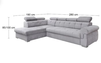 PYKA Atlanta L rohová sedačka s rozkladom a úložným priestorom svetlosivá (Gusto 82) - Image 2