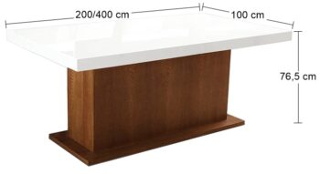 PYKA Kacper 200/400 rozkladací jedálenský stôl drevo D3 / biely vysoký lesk - Image 2