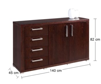 PYKA Remi 4SL 2DPE 140 komoda drevo D16 – Obrázok 2