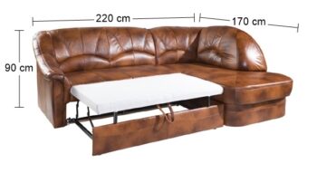 Elegantná rohová sedačka YARDEK P, ktorá je vyrobená vo vidieckom štýle, bude neprehliadnuteľnou dominantou v priestore Vašej obývacej izby. Poťah je vyrobený z kvalitnej a značkovej talianskej hovädzej kože v svetlohnedom prevedení DTS50, ale farbu je môžete si vybrať aj z množstva…