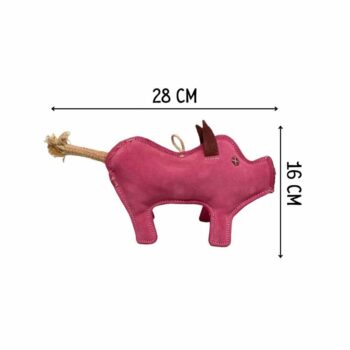 PafDog Prasiatko Pinky hračka pre psov z kože a juty, 28 cm