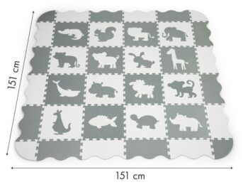 Penová podložka pre deti  151 x 151 cm - puzzle zvieratka