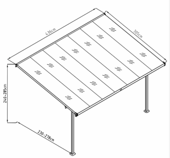 Pergola 436 x 305 cm (čierna + transparentná polykarbonát)