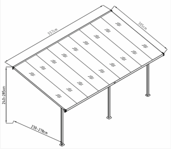 Pergola 557 x 305 cm (čierna + šedý polykarbonát)