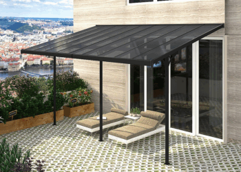 Pergola 618 x 305 cm (čierná+šedý polykarbonát)