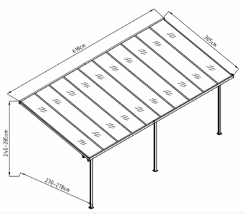 Pergola 618 x 305 cm (čierná+transparentní polykarbonát)