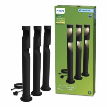 Philips Desi GardenLink vonkajší LED stĺpik Low Voltage súprava 3 ks, čierna, 70 cm, 3x1,5 W, 3x180 lm, 2700 K