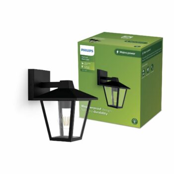 Philips Kinno vonkajšie nástenné svietidlo so svietením dole čierna, E27, max. 1x25 W