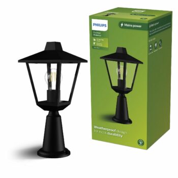 Philips Kinno vonkajšie stĺpové svietidlo čierna, 38,5 cm, E27, max. 1x25 W