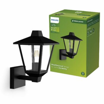 Philips Kino vonkajšie nástenné svietidlo so svietením nahor čierna, E27, max. 1x25 W
