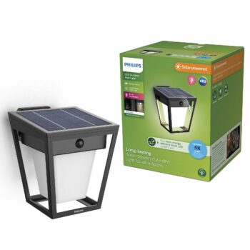 Philips Nissa UltraEfficient solárne LED svietidlona stenu, senzor, čierne, 1,8 W, 250/25 lm, 3000 K