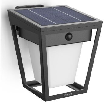 Philips Nissa UltraEfficient solárne LED svietidlona stenu, senzor, čierne, 1,8 W, 250/25 lm, 3000 K