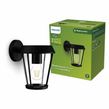 Philips Sunera vonkajšie nástenné svietidlo čierna, E27, max. 1x25 W