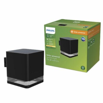 Philips Virona vonkajšie solárne nástenné LED svietidlo čierna, 1,8 W, 200 lm, 2700 K