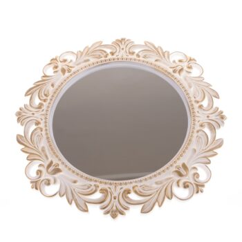 Plastové nástenné zrkadlo Castillo biele, priemer51 cm
