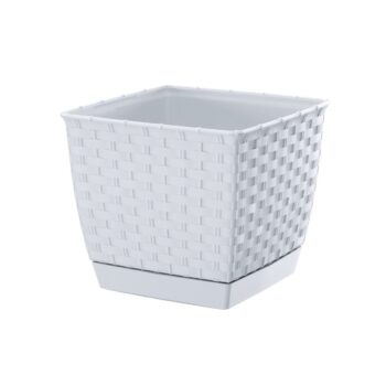 Plastový kvetináč Ratolla Square biela, 19 cm