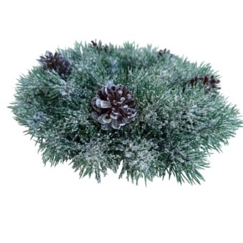 Plastový veniec zasnežený so šiškami, d. 28 cm