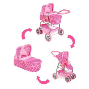 PlayTo Multifunkčný kočík pre bábiky Jasmínka svetlo ružový