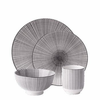 Porcelánová kolekcia Elements Asia Fire vnesie na váš stôl nádych Ázie. Dizajn tvorí ručne maľovaný čierny ornament. Aby ste si vychutnali pravú atmosféru ďalekého východu, servírujte v miske napríklad japonský ramen, na tanier aranžujte chrumkavé kura s ryžou a do pohára nalejte zelený čaj. Set obsahuje: 6x tanier plytký (ø 21,3 cm) 6x tanier plytký (ø 25 cm) 6x miska (ø 15,2 cm) 6x pohár (ø 7 cm)