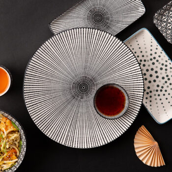 Porcelánová kolekcia Elements Asia Fire vnesie na váš stôl nádych Ázie. Dizajn tvorí ručne maľovaný čierny ornament. Aby ste si vychutnali pravú atmosféru ďalekého východu, servírujte v miske napríklad japonský ramen, na tanier aranžujte chrumkavé kura s ryžou a do pohára nalejte zelený čaj. Set obsahuje: 6x tanier plytký (ø 21,3 cm) 6x tanier plytký (ø 25 cm) 6x miska (ø 15,2 cm) 6x pohár (ø 7 cm)