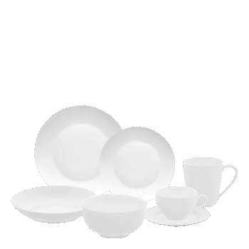 Porcelánový set Flow si zamilujete pri každej príležitosti. Či už pripravujete rodinný obed, popoludňajší čaj alebo máte chuť na misku müsli, tento porcelán si hravo poradí s každou úlohou. Set obsahuje: 4× plytký tanier Coupe 27 cm 4× hlboký tanier Coupe 20 cm 4× dezertný tanier Coupe 20,5 cm 4× kávové šálky 0,22 l 4× podšálky 15,5 cm 4× hrnčeky 0,36 l 4× miska na müsli 14 cm