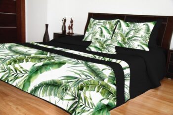 Prehozy na posteľ čierne s prírodným motívom Šírka: 200 cm | Dĺžka: 220 cm Šírka: 200 cm | Dĺžka: 220 cm