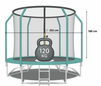 Prémiová záhradná trampolína pre deti s vnútornou sieťou 8FT  - Ø 252 cm