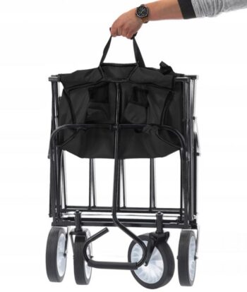 Prepravný skladací vozík v čiernej farbe