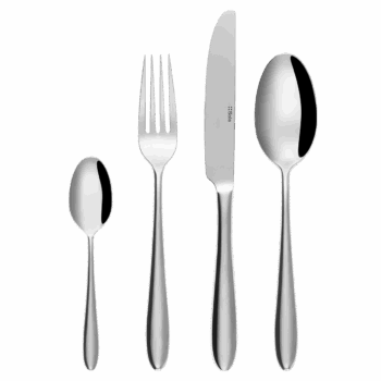 S príborovým setom Turin Plaza z rady Master Chef ukážete, kto je skutočným pánom servírovania. Zaujme svojimi masívnymi rúčkami s hrúbkou až 9 mm, dlhými hrotmi vidličiek, zúženými hlavami lyžíc a jemne oblými tvarmi. Čisté línie a jednoduchá elegancia tohto dizajnu skvele zapadnú do každého interiéru a nechajú vyniknúť krásu porcelánu aj servírovaných jedál. Set obsahuje: 4× lyžica 4× vidlička 4× nôž 4× kávová lyžička