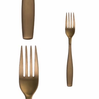 PVD vo farbe zlatej Zaujímavý zlatý príborový set Gaya s ergonomickým dizajnom a matnou úpravou. Vhodný do moderného interiéru. Set obsahuje: - 6x lyžica - 6x nôž - 6x vidlička - 6x lyžička na kávu