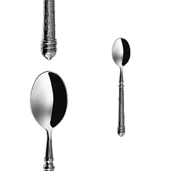 lesklý Príborová súprava Santiago patrí do luxusnej línie Platinum Line. Každý kus je ručne vyrábaný, s dutými rúčkami s rustikálnym dizajnom. Bohato zdobené, masívne rúčky sú vhodné pre náročných klientov s rustikálnym vybavením interiérov. Set obsahuje: -6× lyžica -6× nôž -6× vidlička -6× lyžička na kávu