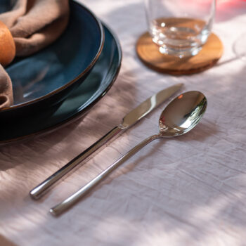 lesklý   Príborový set Vogue je charakteristický svojím jednoduchým, no napriek tomu nesmierne elegantným dizajnom. Hoci sú jeho tvary pomerne strohé, príbor je ľahko kombinovateľný s farebným i bielym porcelánom rôznych tvarov. Hodí sa do každej domácnosti. Set obsahuje: - 6x lyžica - 6x vidlička - 6x nôž - 6x lyžička na kávu