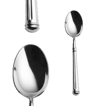Príbor Royal z kolekcie Platinum Line vyniká svojím klasickým dizajnom a jemnou eleganciou. Masívne rúčky s decentným ukončením pôsobia vyvážene a dôstojne, čím vnesú na váš stôl kráľovský šarm. Ručná výroba zaručuje precízne spracovanie a dlhú životnosť. Royal je príbor, ktorý si vás získa svojím nadčasovým pôvabom a spríjemní každú chvíľu stolovania. Set obsahuje: 6× lyžica 6× nôž 6× vidlička 6× lyžička na kávu 6× vidlička na múčnik 6× mocca lyžička 1× šalátová lyžica 1× šalátová vidlička 1× lopatka na tortu 1× naberačka na polievku