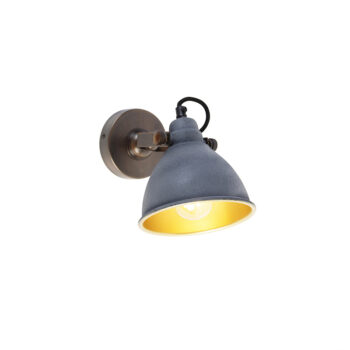 Priemyselná nástenná lampa betón s medeným nastaviteľným - Liko